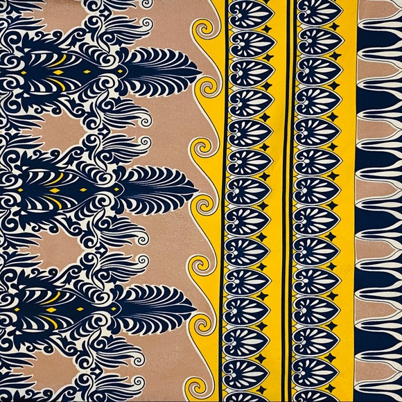 J. Crew Jules Dress in Scroll Print Navy Blue And Golden Yellow Size 0. - Picture 12 of 13